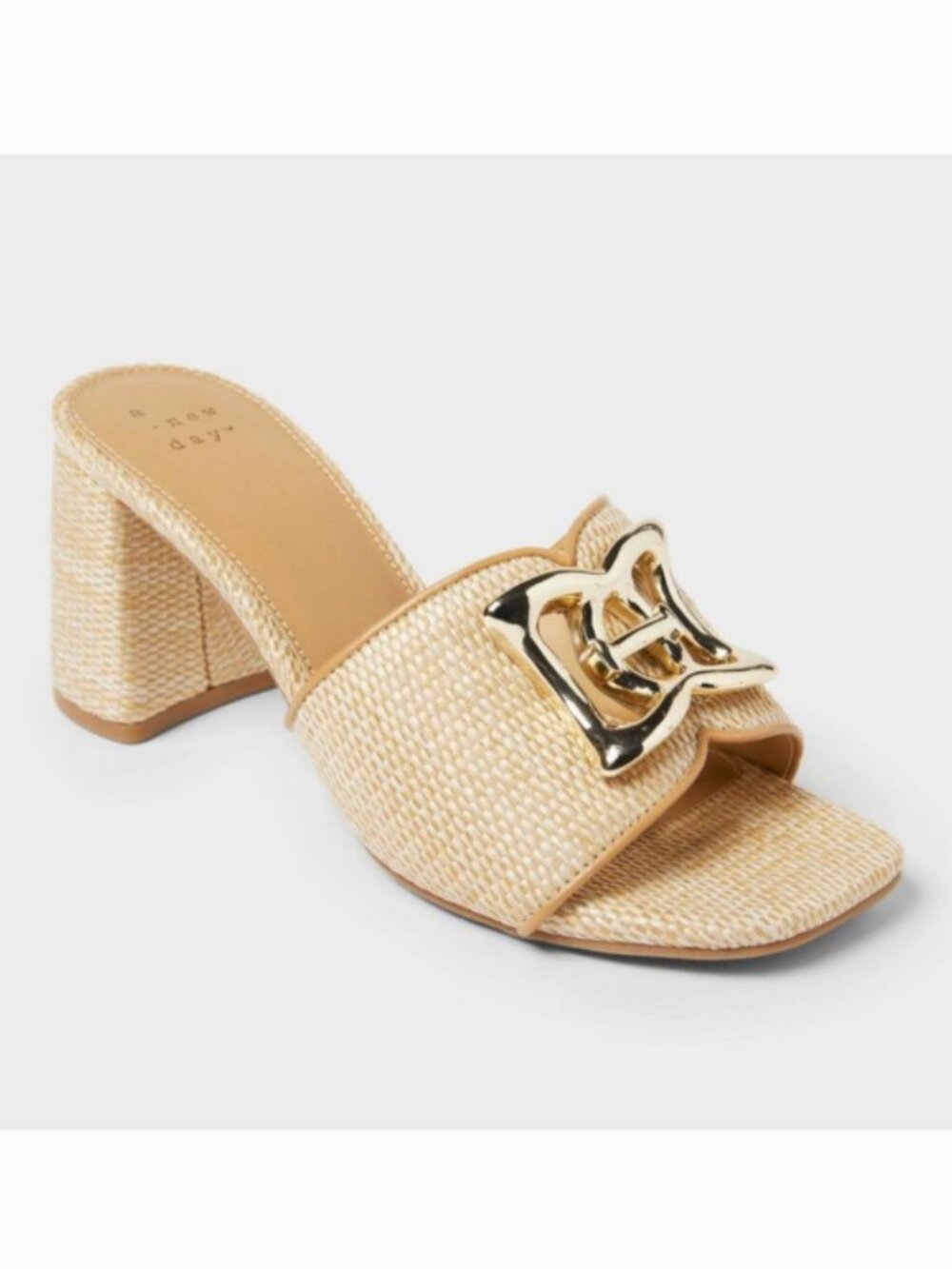 A New Day - Women's Arden Raffia Ornamented Block Heels 9.5